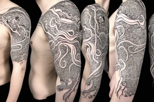 large squid with long tentacles tattoo idea
