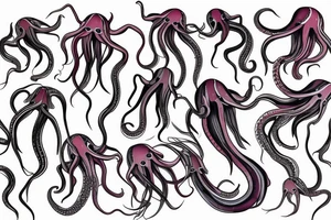 large colored squid with long tentacles on the back tattoo idea