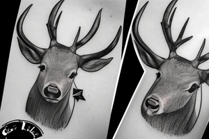 Un cerf qui bois dans un lac tattoo idea