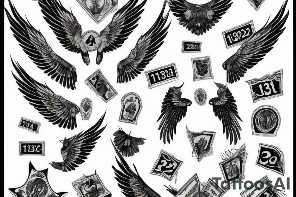 Wings with these numbers in the middle: 1305-1932 tattoo idea Wings with these numbers in the middle: 1305-1932 tattoo idea