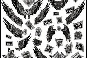 Wings with these numbers in the middle: 1305-1932 tattoo idea