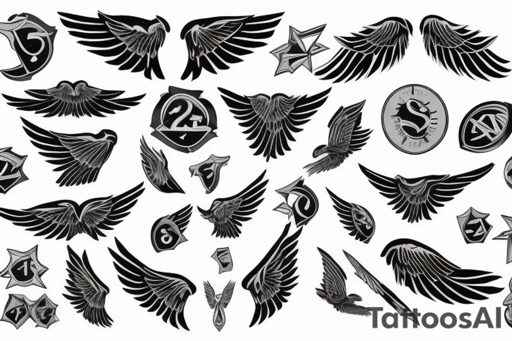Wings with these numbers in the middle: 1305-1932 tattoo idea