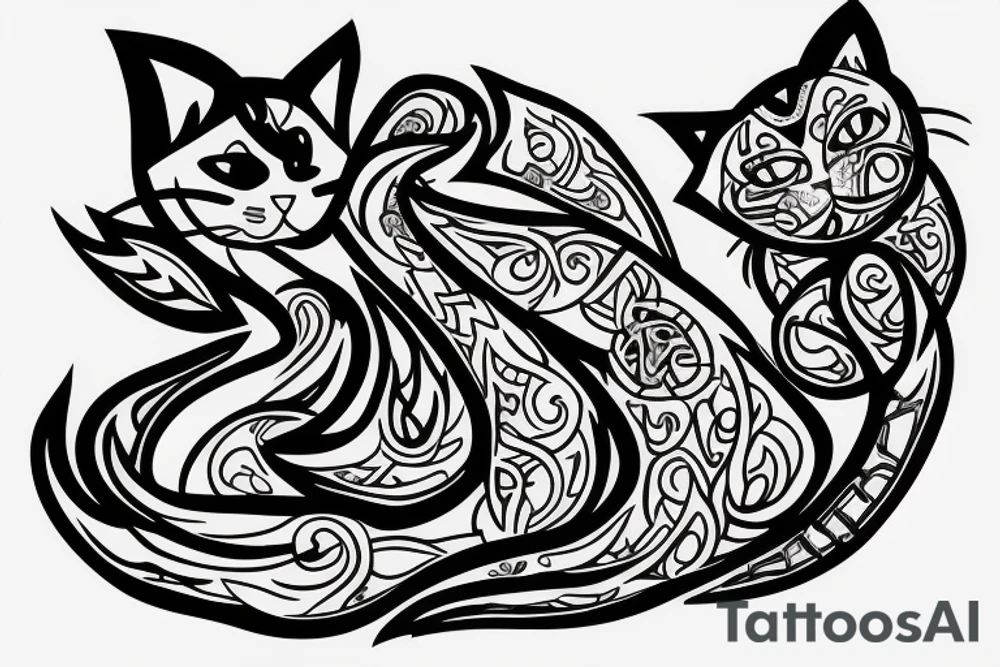 Cat flames can be destroyed by cat water tattoo idea