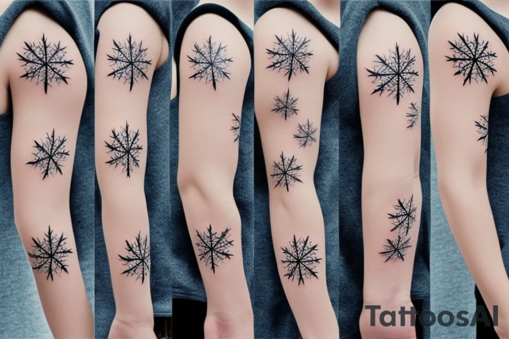 Snowflakes, maple leaves and wind tattoo idea