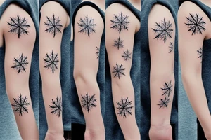 Snowflakes, maple leaves and wind tattoo idea