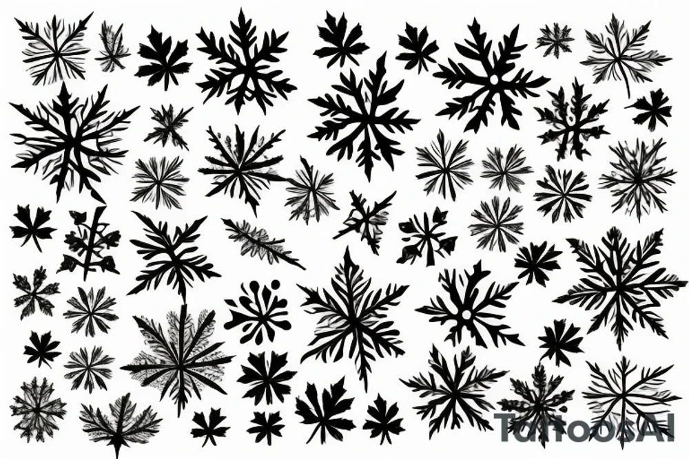 Snowflakes, maple leaves and wind tattoo idea