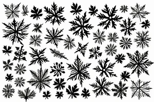 Snowflakes, maple leaves and wind tattoo idea