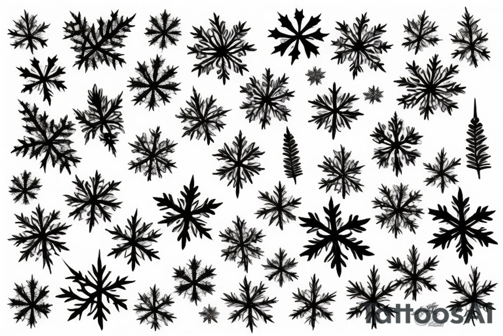 Snowflakes and maple leaves and wind tattoo idea