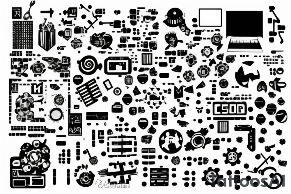 hacker style with 1337 code and program tattoo idea