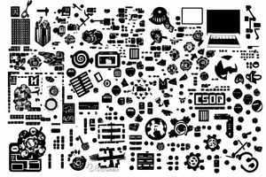 hacker style with 1337 code and program tattoo idea