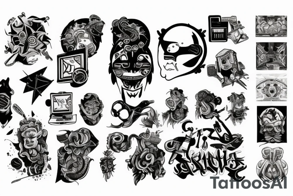 hacker style with 1337 code and program tattoo idea