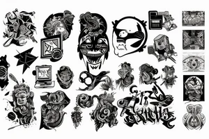 hacker style with 1337 code and program tattoo idea