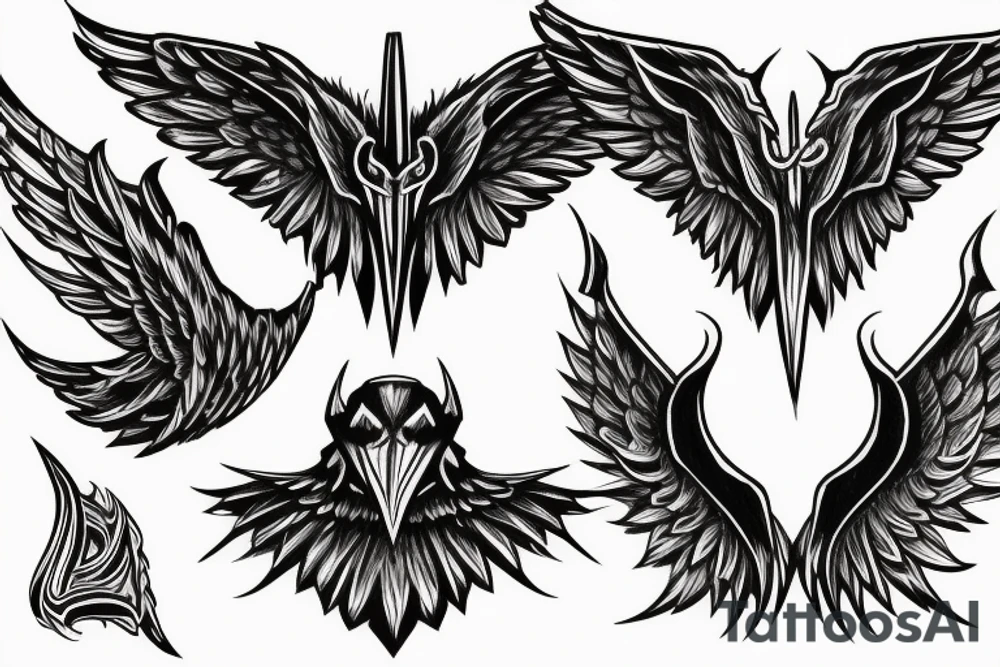 small devil wings on chest tattoo idea