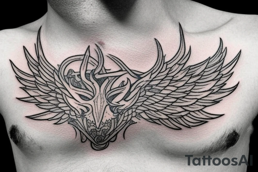 small devil wings on chest tattoo idea