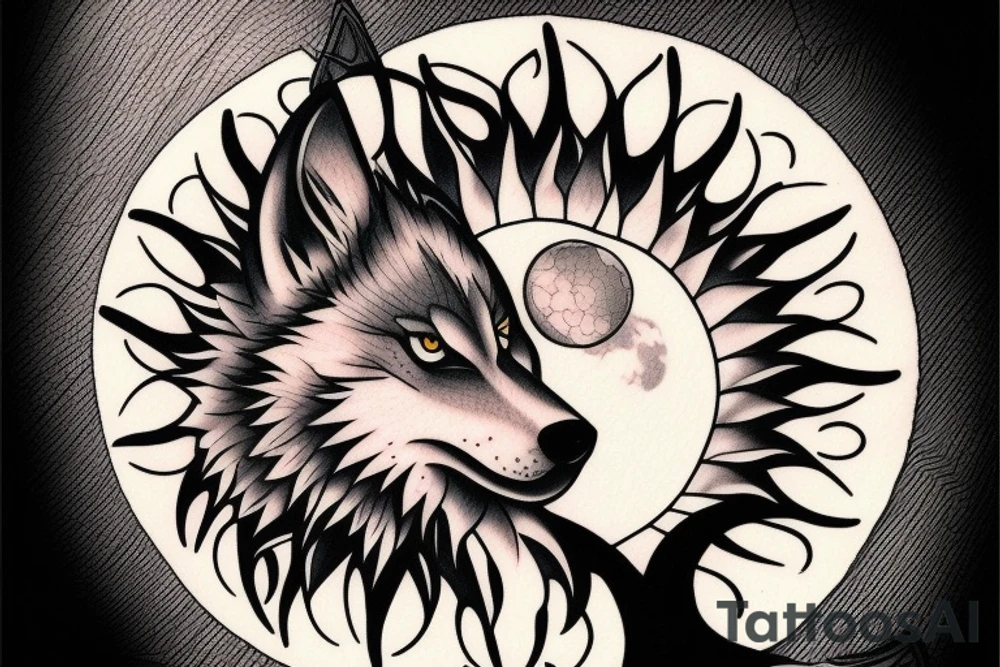 Wolf howling at the moon tattoo idea