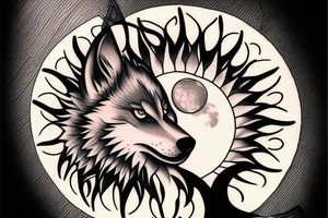 Wolf howling at the moon tattoo idea