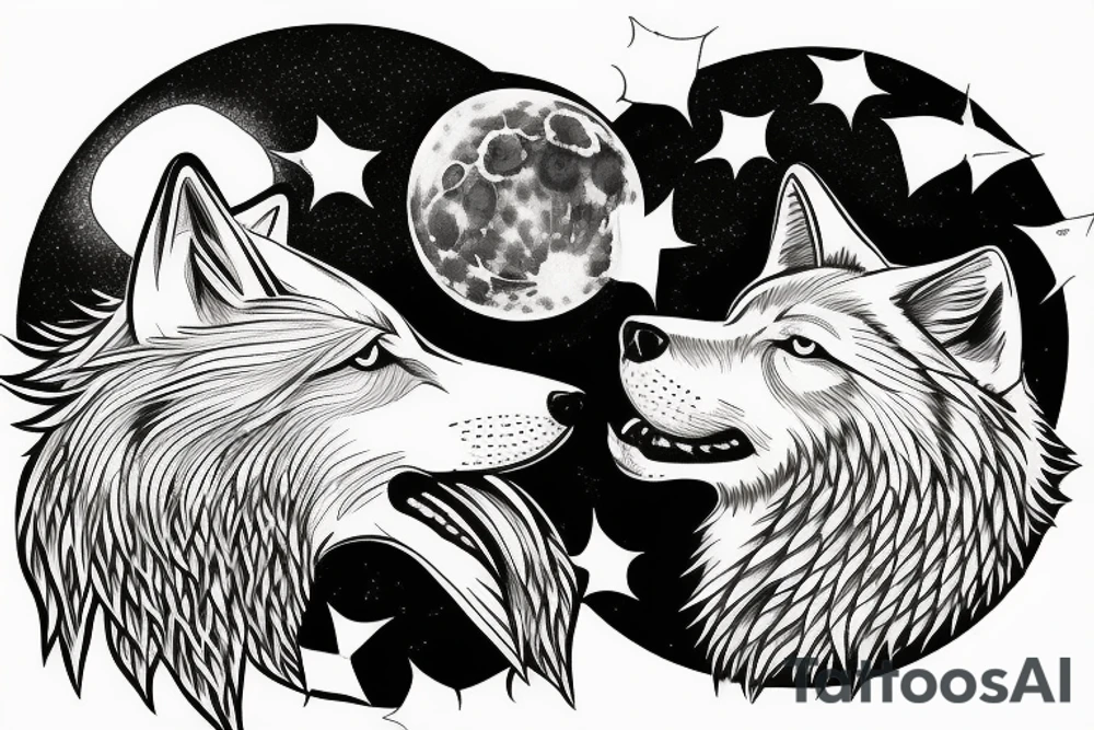 Wolf howling at the moon tattoo idea