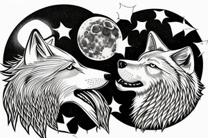 Wolf howling at the moon tattoo idea