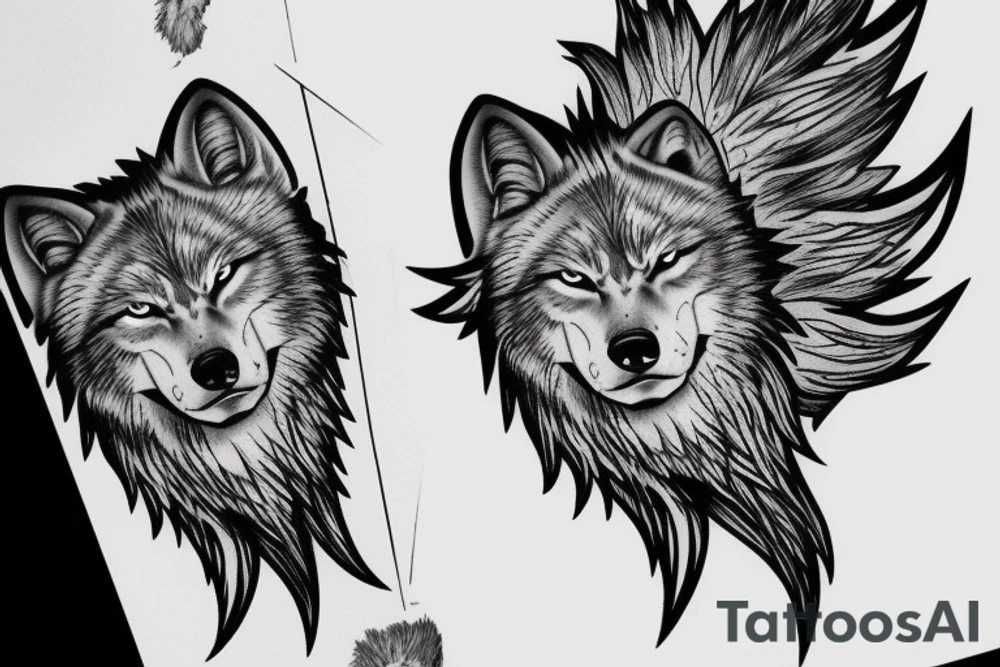 Wolf howling at the moon tattoo idea