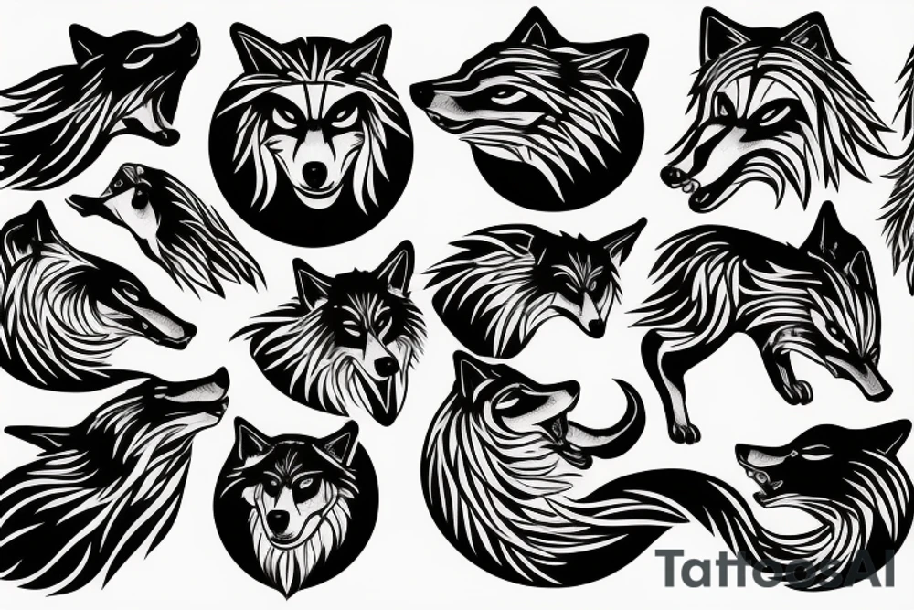 Wolf howling at the moon tattoo idea