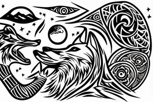 Wolf howling at the moon tattoo idea