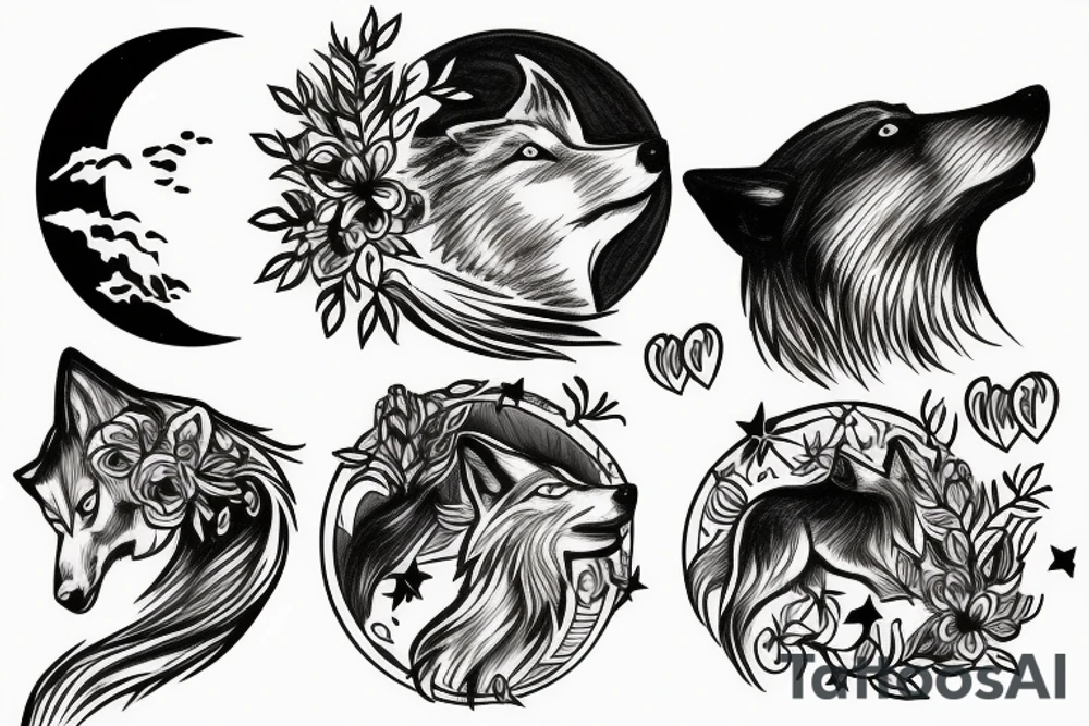Wolf howling at the moon tattoo idea