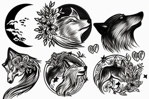 Wolf howling at the moon tattoo idea