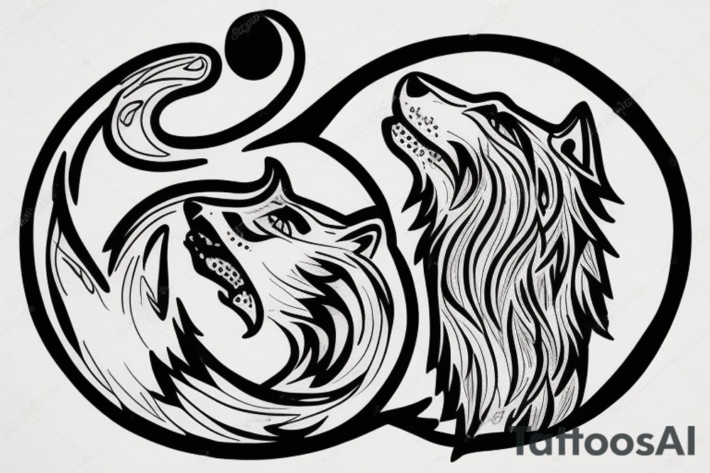 Wolf howling at the moon tattoo idea