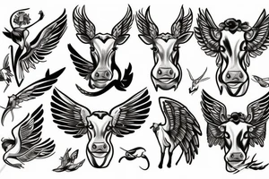 Dairy cow with wings tattoo idea