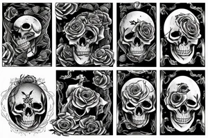 Roses, moon, skeleton crawling from an underwater tavern, rebirth, moon tattoo idea