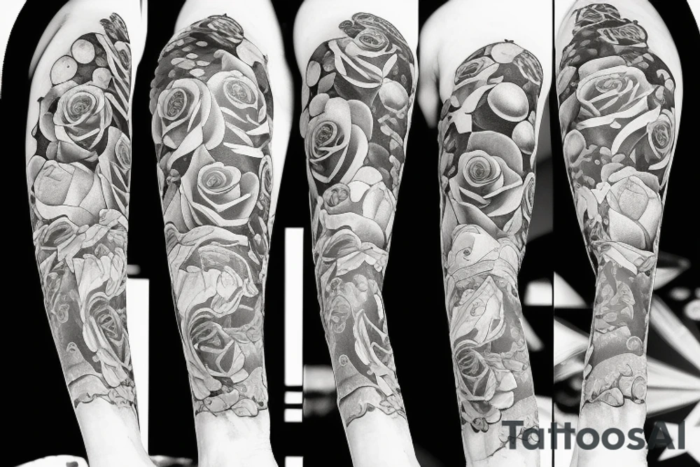 Roses, underwater tavern, moon, skeleton tattoo idea
