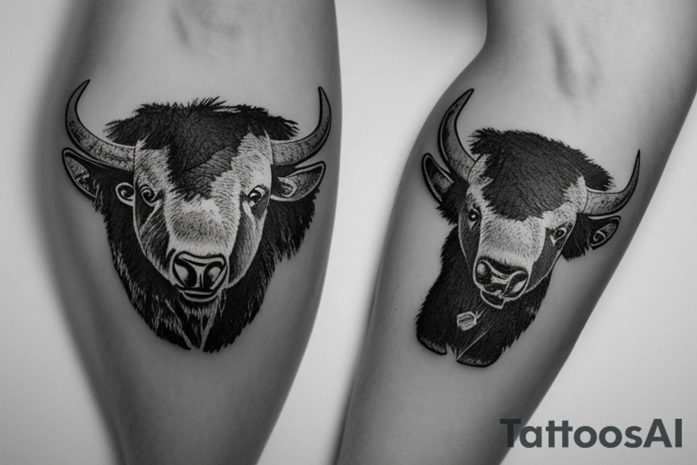Bison and a teddy bear holding a grenade tattoo idea