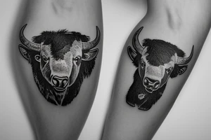 Bison and a teddy bear holding a grenade tattoo idea