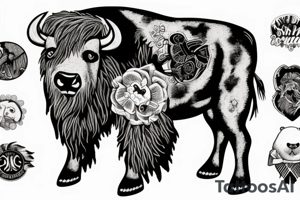 Bison and a teddy bear tattoo idea