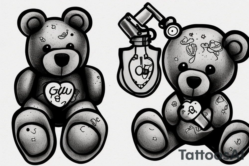 Teddy bear holding a grenade tattoo idea