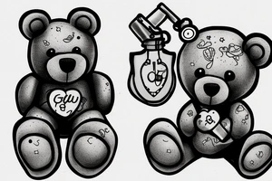 Teddy bear holding a grenade tattoo idea