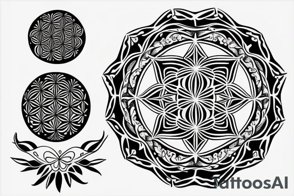 Flower of life ornament on hand tattoo idea