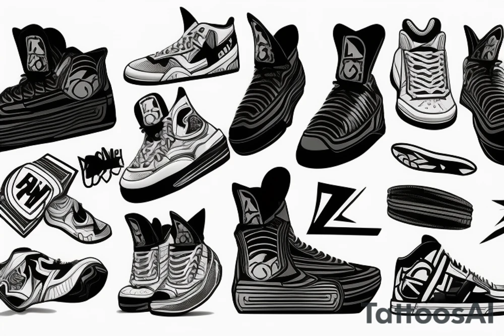 Pair of Hyper dunk 2015 basketball shoes stacked on top of each other with open laces tattoo idea