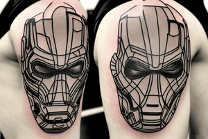 Ironman triathlon M that incorporates the swimming, biking, and running along with the Colorado C.  This would be on the calf of a leg.  Use Hawaii art style. tattoo idea