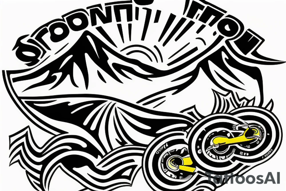 Colorado logo that incorporate triathlon swim, bike and run. 
This would be on the calf of a leg.  Use Hawaii art style. tattoo idea