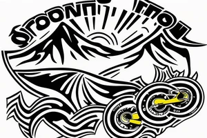 Colorado logo that incorporate triathlon swim, bike and run. 
This would be on the calf of a leg.  Use Hawaii art style. tattoo idea
