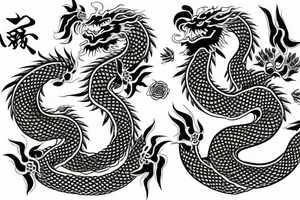 Chinese dragon holding golden rose tattoo idea