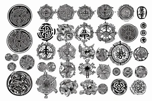 Runic wheel surrounding a stoic symbol tattoo idea