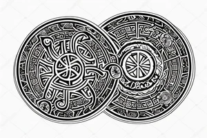 Runic wheel surrounding a stoic symbol tattoo idea