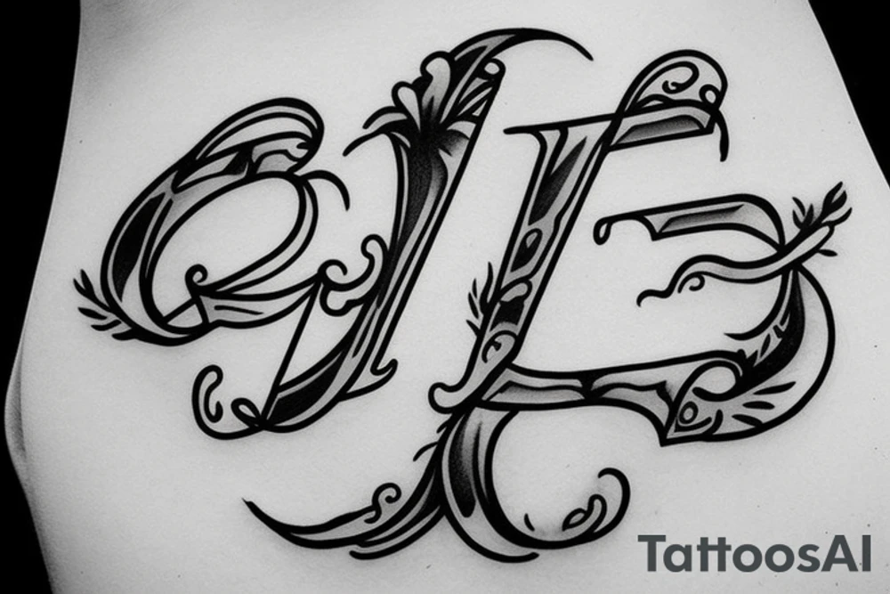 two letters L attached tattoo idea