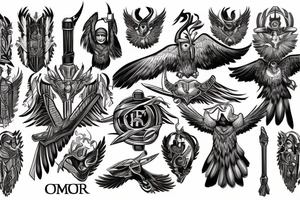Hammer of Thor eagle occubus tattoo idea