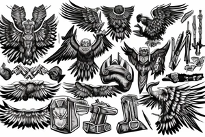 Hammer of Thor eagle occubus tattoo idea