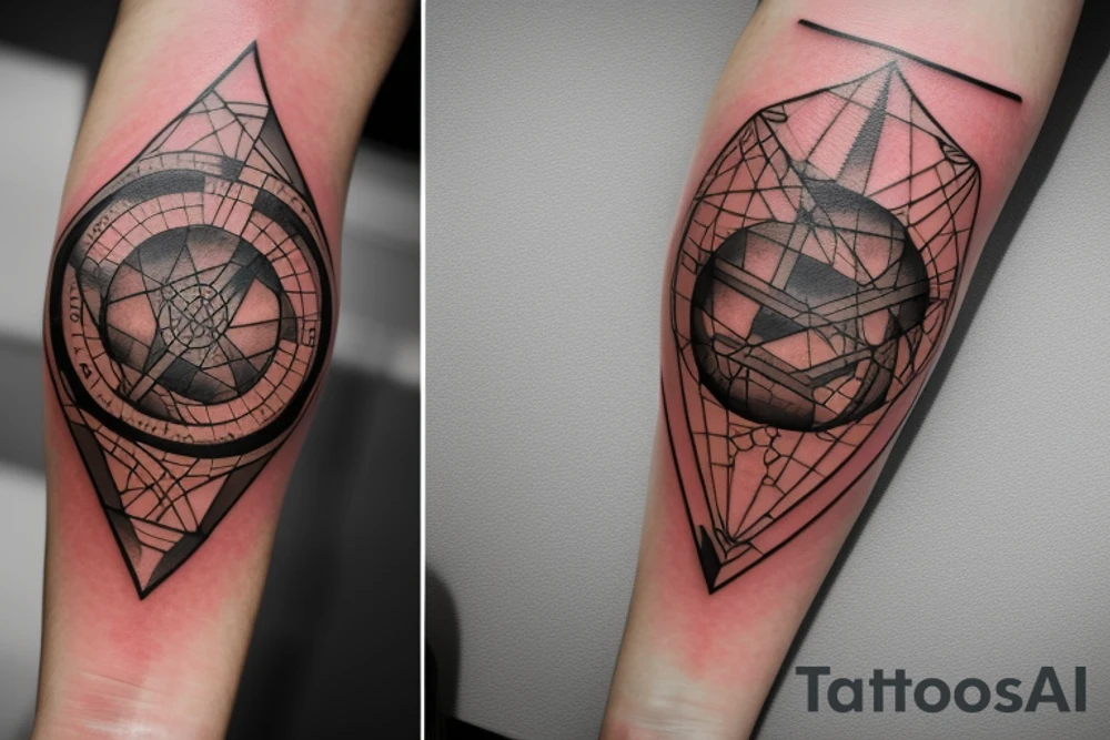 Das Tattoo zeigt eine stilisierte, abstrakte Darstellung der Weltkugel, die aus verschiedenen geometrischen Formen oder Linien besteht. Diese Linien können zum Beispiel die Kontinente und Ozeane darstellen. Die Weltkugel ist von einem Ring umgeben, der das Konzept des globalen Bewusstseins symbolisiert tattoo idea