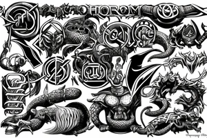 Hammer of Thor surrounded by ouroboros tattoo idea