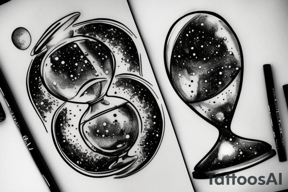 An hourglass full of a galaxy tattoo idea